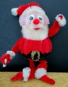 Vintage PIPE CLEANER SANTA Magnet Hand-Crafted Christmas  6" Tall GVC - Picture 1 of 3