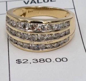 9K YELLOW GOLD GENUINE 0.97CT DIAMOND LADIES ENGAGEMENT DRESS RING 375 9CT - Picture 1 of 6