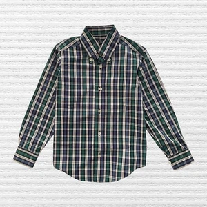 New Brooks Brothers Boys Classic Button-Up Shirt Green Blue Long Sleeve Size XS - Picture 1 of 11