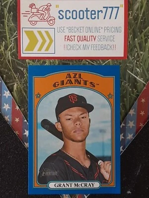 2021 Topps Heritage Minors~#100⭐GRANT McCRAY⭐《"BLUE" Border》#/99~GIANTS📈 - Image 1 of 2