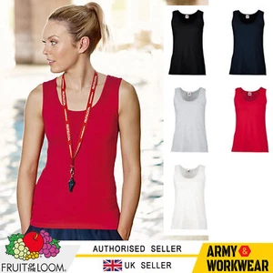Ladies Vest Lady-Fit Cotton Sleeveless T-Shirt Tank Top - Fruit of the Loom - Picture 1 of 7