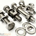 M3 A2 Stainless Fully Threaded Bolts Hex Set Screws + Full Nuts Washers Hexagon