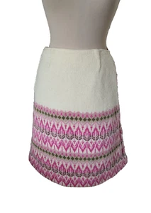 N48 JUPE laine tricot maille jacquard T.36/38 VINTAGE 70 knitted skirt sz XS/S - Imagen 1 de 13