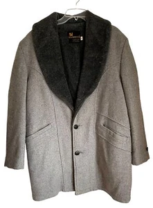 Wool Faux Fur Winter Wool Coat Men Size 42 Weathercaster USA Vintage 60s - Picture 1 of 11