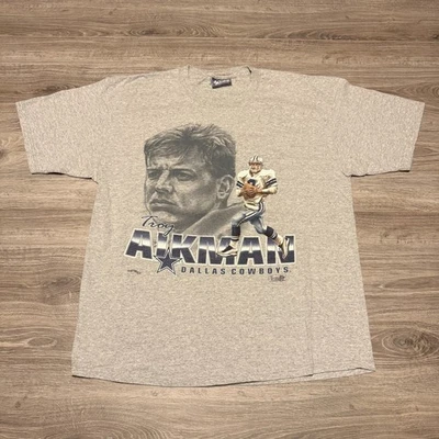 Camiseta Troy Aikman #8 Vintage Años 90 Dallas Cowboys NFL Gris Para Hombre XL Lee Nuez moscada Foto 1 de 4