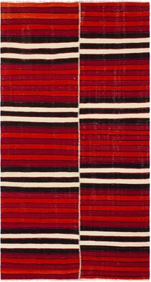 Traditional Vintage Hand Woven Oriental Carpet 5'6" x 10'6" Wool Kilim Area Rug - Image 1 of 4