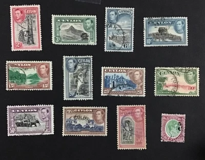 Ceylon 1937-1952 F-VF Used Sc#278-289, Short 289a,  Cv$35.     (W47) - Image 1 of 2