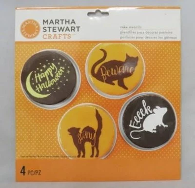 Martha Stewart Artesanía (4) PLANTILLAS DE PASTEL DE Halloween Gato, Ratón, Luna (RARO) NUEVO Foto 1 de 2