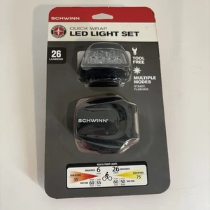 QUICK WRAP Schwinn 26 Lumen LED Bicycle HEADLIGHT & TAIL LIGHT SET - BRAND NEW - Picture 1 of 4