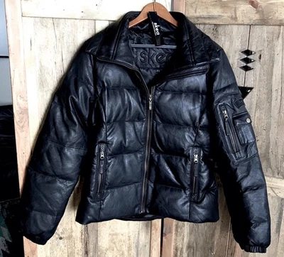 Abrigo chaqueta acolchada de cuero negro para mujer SKEA relleno talla 10 nuevo con etiquetas Foto 1 de 4