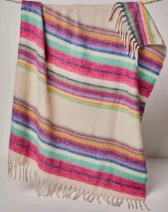 Free People Skye Stripe Fringe Throw Blanket 50” x 60” Cozy Boho Decor - Picture 1 of 7