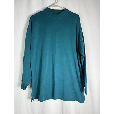 Top Cross Creek Cuello Simulado Manga Larga XL Azul Teal De Colección Hecho en EE. UU. Foto 1 de 4