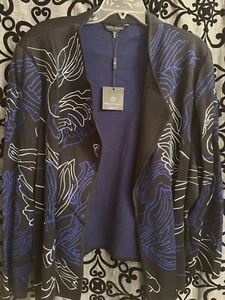 MING WANG Plus Size 3x Black/White/Blue Jacket NWT -$370.00 - Picture 1 of 4