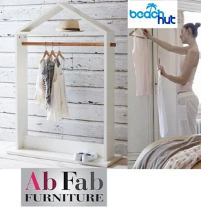 OPEN WARDROBE ROBE CLOSET BEACH HUT WHITE & HARDWOOD ASH TIMBER - 2 YEAR WTY - Picture 1 of 3