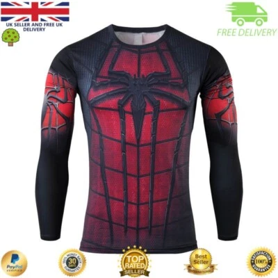 Mens Compression Superhero Top Base Layer Gym Long Sleeve Thermal Sweats BJJ  - Image 1 of 4