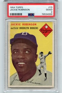 1954 TOPPS #10 JACKIE ROBINSON, BROOKLYN DODGERS, HOF - PSA 2 GOOD (34999)