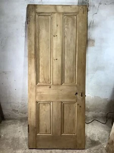 31 7/8"X 78 1/8" Victorian Internal Stripped Pine Four Panel Door 2over2 Old - Picture 1 of 12