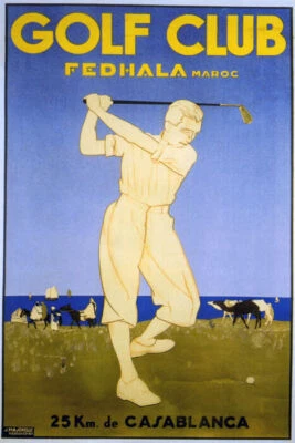 GOLF CLUB FEDHALA MAROC MOROCCO SPORT TRAVEL TOURISM VINTAGE POSTER REPRO - Image 1 of 3
