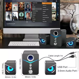 Surround Sound System LED Speakers Gaming Bass USB Wired for Desktop Computer PC - Picture 1 of 18