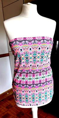 BNWOT Ladies PAPAYA Holiday at MATALAN Pull On ELASTICATED NEON Mix Tube Top 12 - Image 1 of 4