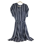 Charter Club Striped Short Sleeve Dress Navy & White Belted Size 18w Nwt $89.50