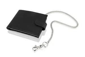 Leather Chain Wallet RFID Protection Multi Pocket soft nappa leather - Foto 1 di 2