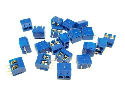 ↗️ 2 Pin Anschlussklemme blau (Schraubklemme Printklemmen) 300V 10A, RM 5.08mm - Bild 1 von 2