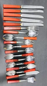 KONVOLUT 18 TEILE ROTES BAKELIT BESTECK CATALIN STA-BRITE GABEL MESSER LÖFFEL Vintage - Bild 1 von 6