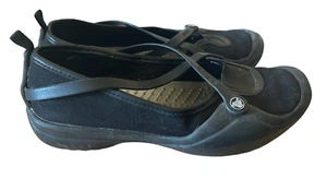 Crocs Celeste Mary Jane Schuhe schwarz Canvas überkreuzte Riemen Slipper Größe 7 - Bild 1 von 5