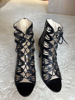 Nine West High Heels Leslie Cage Style Corset Women Size 10  Black Laces - Image 1 of 4