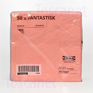 IKEA FANTASTISK Paper Napkins 15 ¾x15 ¾ " ( 40 x 40 cm ) Pink Peach, Pack of 50