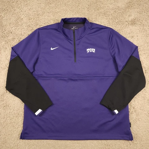 TCU Nike Golf 1/4 Zip Pullover XL Purple Black Horned Frogs Performance Dri-Fit Cover