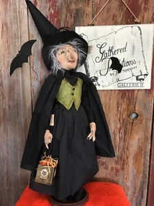 Joe Spencer Halloween Morgana Witch w/bats -on stand 34” READ - Picture 1 of 13