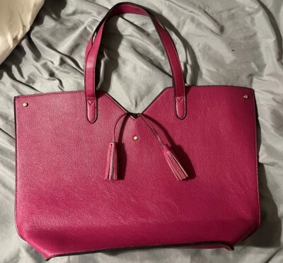 Bolso de Mano Neiman Marcus Fucsia Doble Borla Único Sweetheart Top Extra Grande Foto 1 de 4