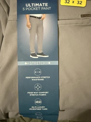 Мужские роскошные брюки Greg Norman с 5 карманами серые 32 x 32 - Изображение 1 из 3