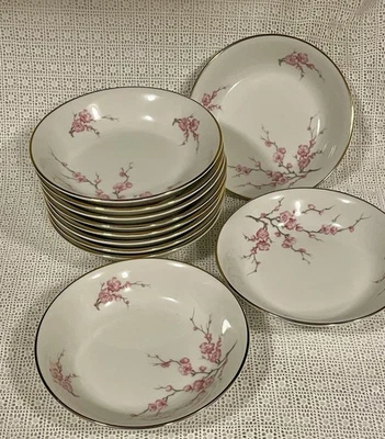 "Lote de 12 fruteros, helado Lorenz Hutschenreuther flor de almendro 5-1/4""" Foto 1 de 4