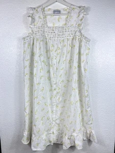 Blair VTG NIght Gown Sz M Cotton Yellow/White Floral Romantic Cottage Core - Picture 1 of 8