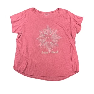 NEW Women's Pink LUCKY BRAND Heart Graphic Tee XL - Picture 1 of 2