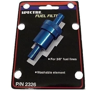 Blue Billet Aluminum 3/8" Fuel Gas Filters Re-Usable Washable Cleanable Element - Image 1 of 4