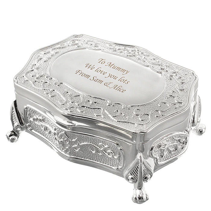 Personalised Small Silver Plated Jewellery Trinket Box Gift Idea for Her Mum - Image 1 of 4