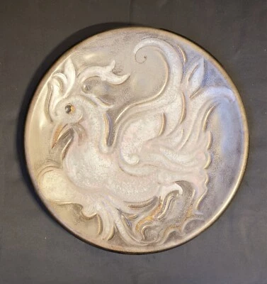 Louis GIRAUD Vallauris, important plat ( 2,670KG) oiseau fantastique circa 1950 - Photo 1/4