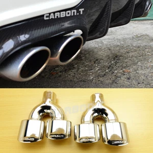 C63 A Look For Mercedes-Benz W204 C250 C300 C350 4D 2D Exhaust Dual Tips 08-14 - Picture 1 of 7
