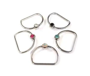 Titan Edelstein Nippelring Schmuck, Nippel D-Ring Kugel Creolen, unverlierbarer Ring 1 Stück - Bild 1 von 9
