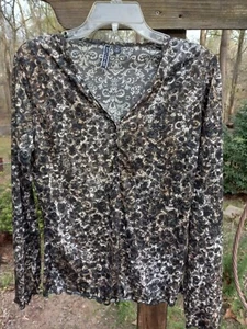 Snoskins M Long Sleeve. Brown, Black, Gray. New With Tags. Small Ruffle @ SLEEVE - Picture 1 of 5