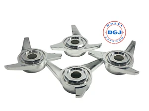 3 Bar Hex Cut Superswept Chrome Knock-Off Spinner Caps for Lowrider Wire Wheels - Picture 1 of 4