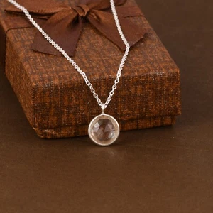 Beautiful Round Crystal Quartz Necklace Sterling Silver Pendant Jewelry Women - Picture 1 of 9