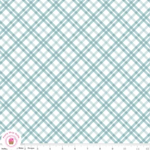 Riley Blake EASTER PARADE 11576A Aqua Blue Plaid Check Floral Quilt Fabric  - Picture 1 of 3