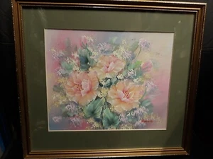 Oil / Acrylic On Board Of Pink Camellia - Framed And Signed - Picture 1 of 5