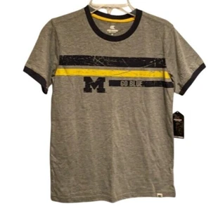 Michigan Wolverines Youth T-shirt Grey Striped New - Picture 1 of 6