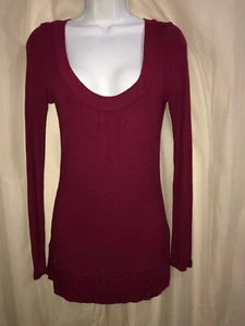 DECREE Wine Long Sleeve Knit Top Jr. Women's Size LARGE - Picture 1 of 8